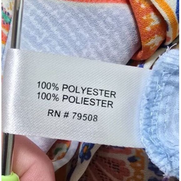 Cynthia Rowley Tunic Blouse 1X Paisley Boho V-neck Stretch Comfort Pullover Blue - Picture 6 of 12